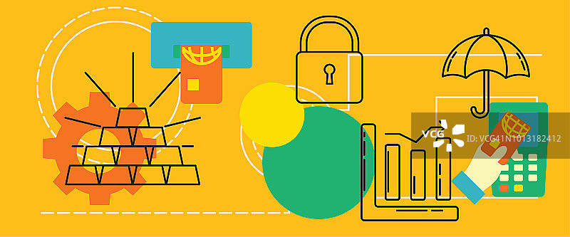 细线条图标banner-金融和金钱概念图片素材