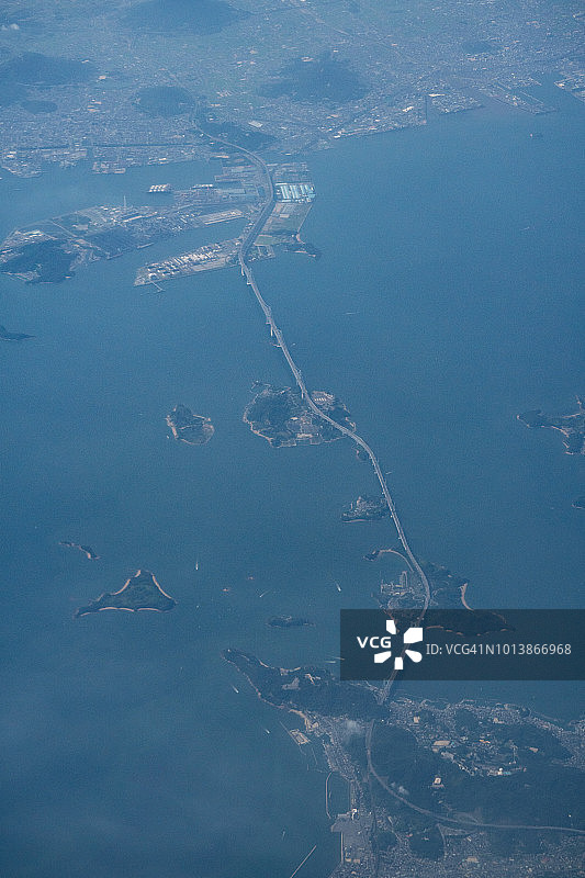 日本濑户内海和大濑户大桥航拍景观图片素材