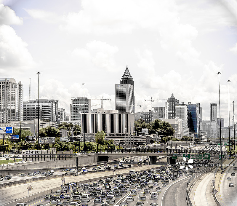 美国佐治亚州亚特兰大城市天际线与摩天大楼图片素材