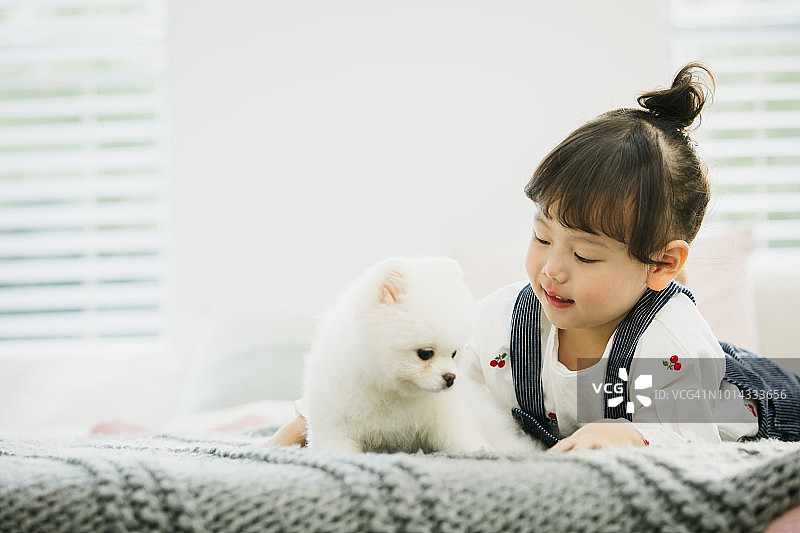 孩子们和狗玩耍图片素材