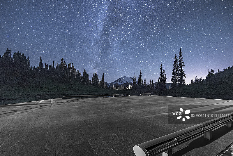 壮丽景色前的空旷观景台图片素材