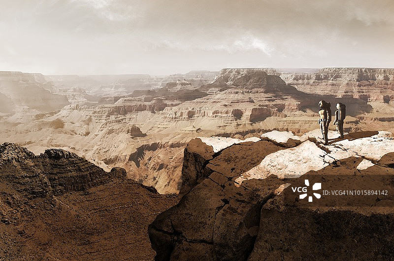 火星上的宇航员插画图片素材