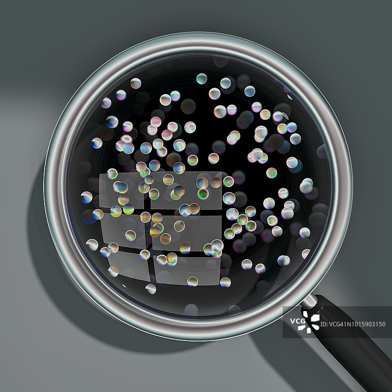 放大镜下的粒子插画图片素材