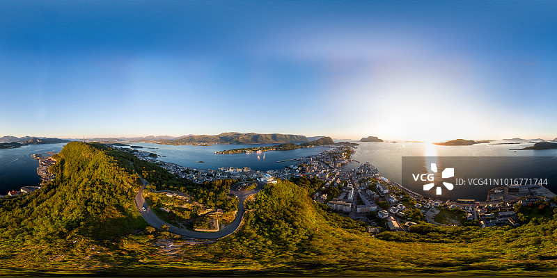 挪威奥勒松市360度航拍全景图片素材