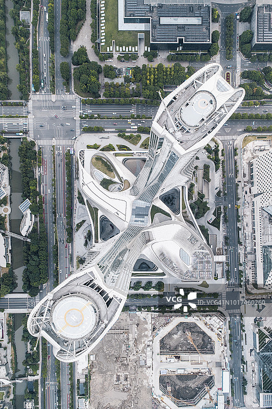 杭州来福士广场的航拍夜景图片素材