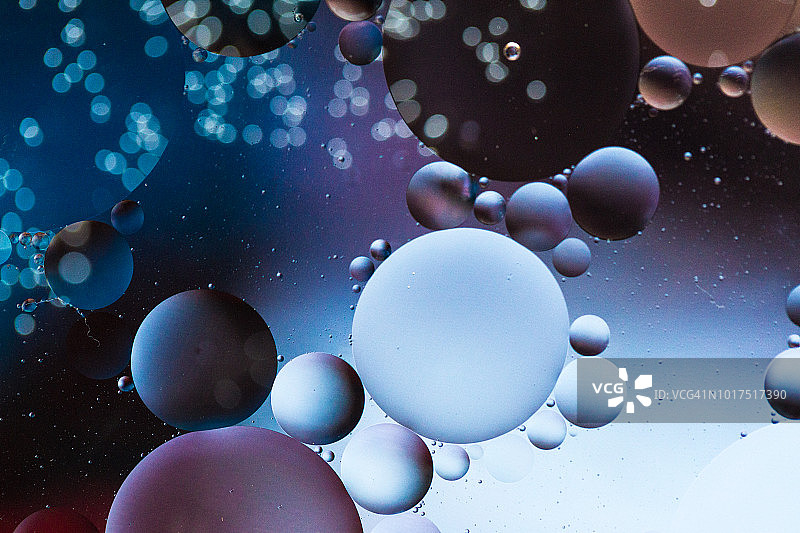 宏观油和水多色抽象背景图片素材