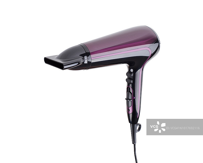 白色背景上的紫色吹风机图片素材