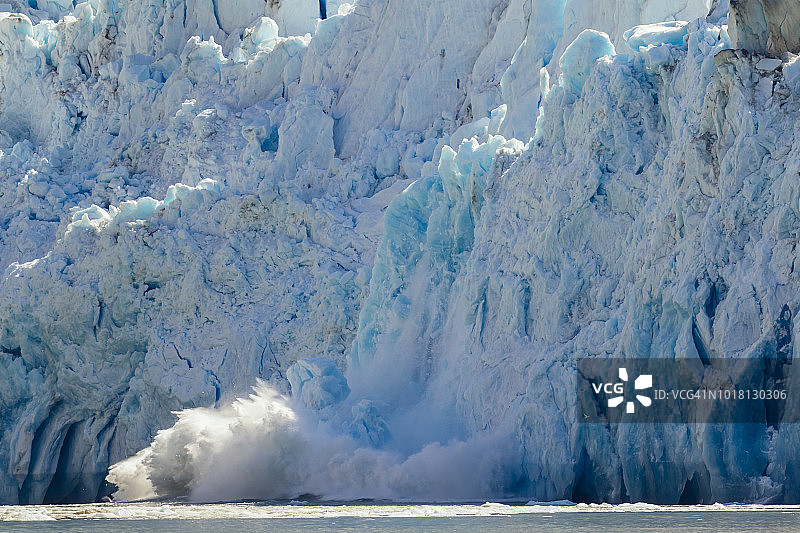 冰川崩解：道斯冰川，恩迪科特峡湾图片素材