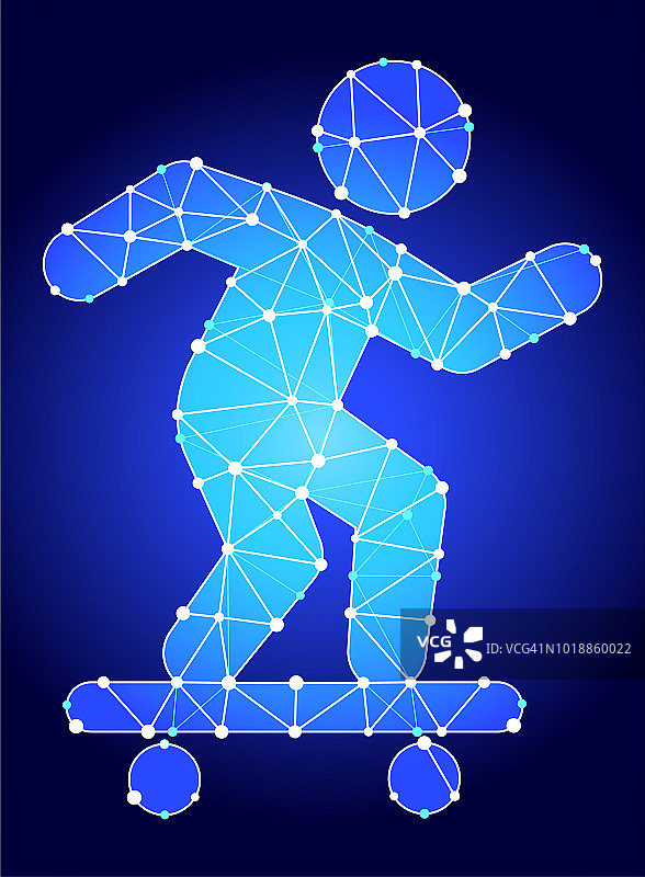 滑板运动蓝色三角形节点矢量图案图片素材