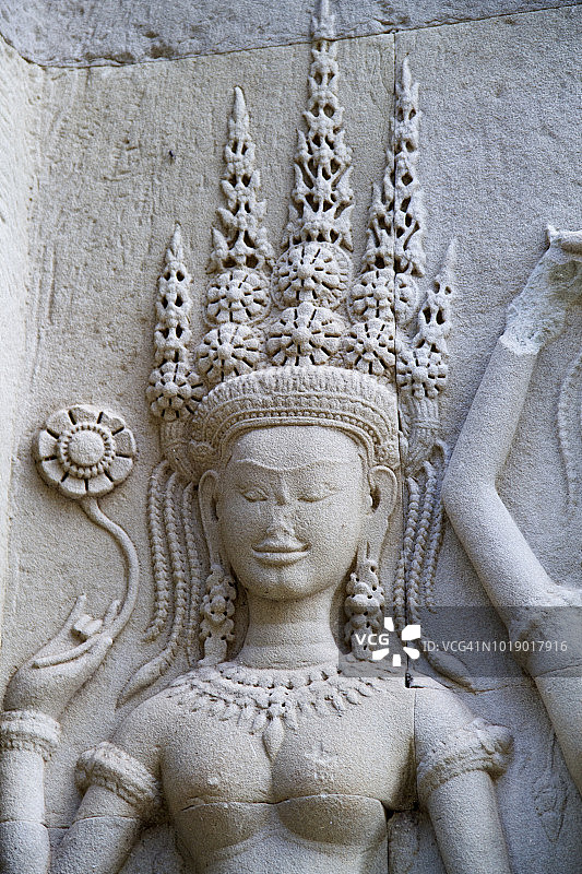 女性舞蹈者石雕像特写图片素材