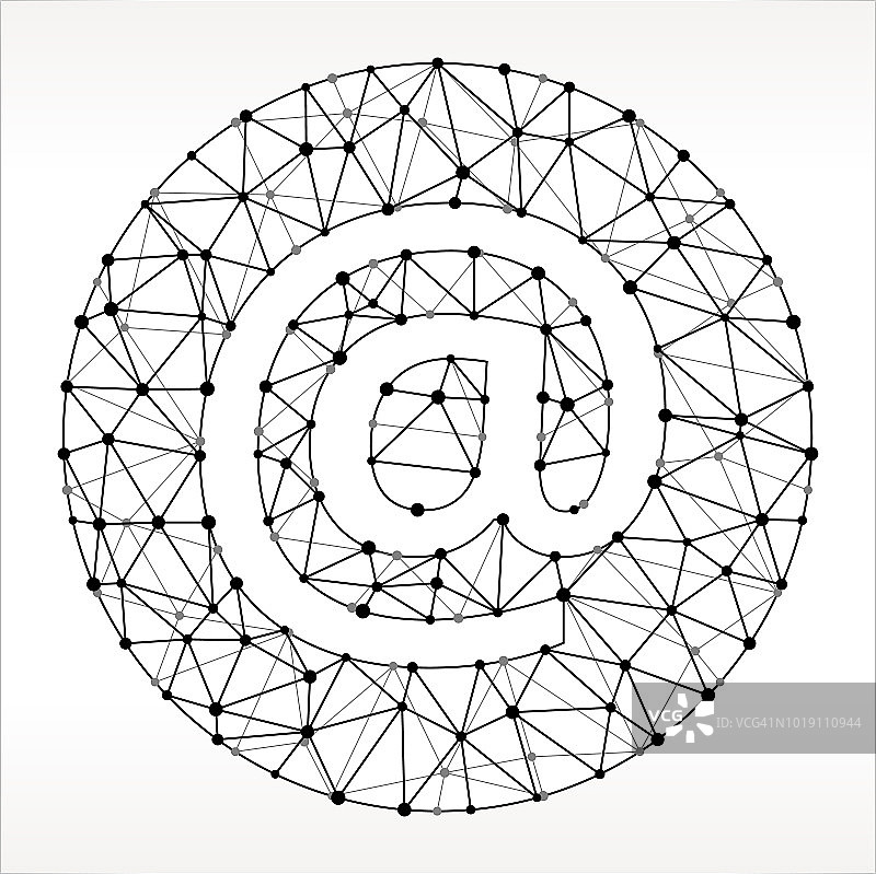 电子邮件三角形节点黑白图案图片素材