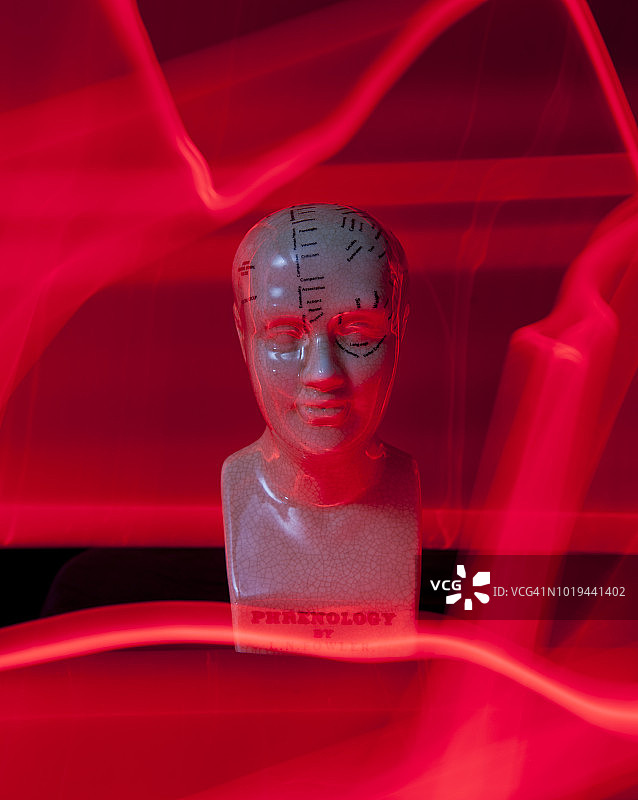 彩色光绘效果的颅相学头部图片素材