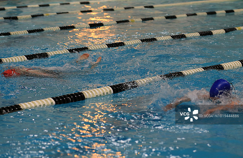 奥林匹克游泳池中的游泳比赛图片素材