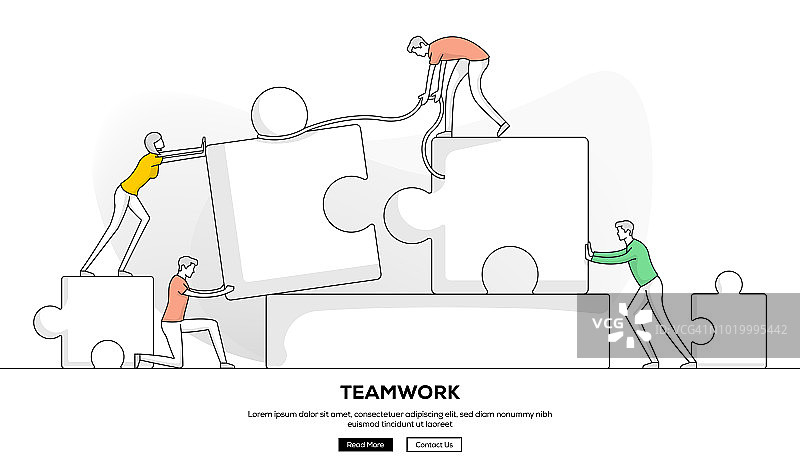 现代扁平线条颜色设计，团队合作概念图片素材