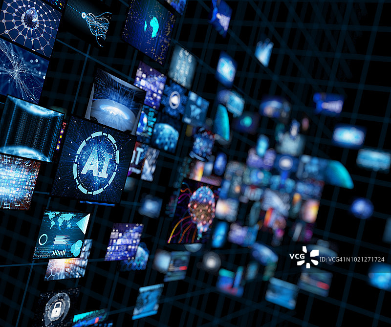 具有小屏幕的媒体概念视频墙图片素材