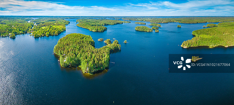 芬兰塞马湖群岛全景图片素材