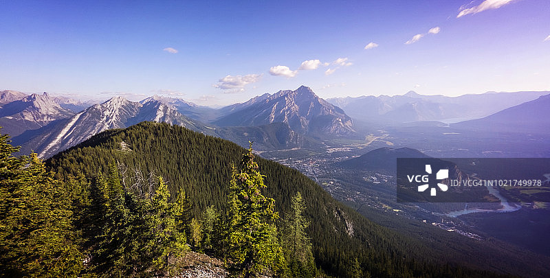 从班夫温泉缆车看艾伯塔班夫全景图片素材