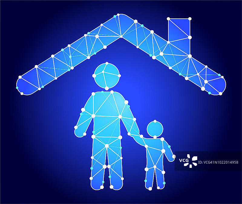 家庭与家：蓝色三角形节点矢量图案图片素材