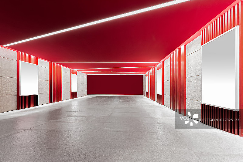 现代建筑风格的红色走廊图片素材