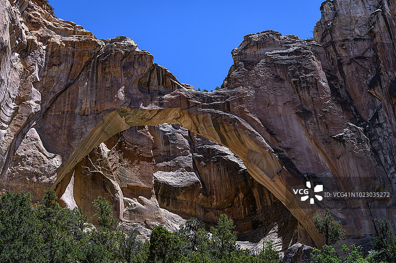 新墨西哥州埃尔马尔派斯国家纪念碑的拉文塔纳天然拱门图片素材