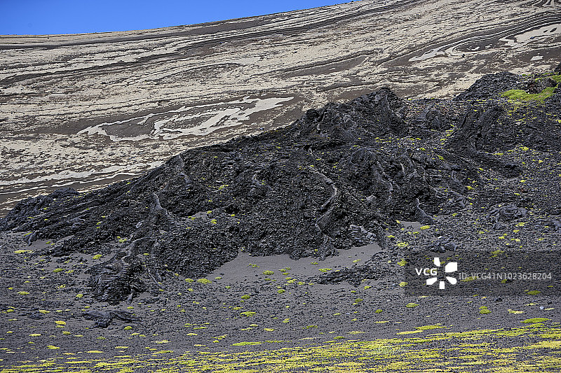 冰岛韦斯特曼群岛苏尔特塞火山岛的熔岩图片素材