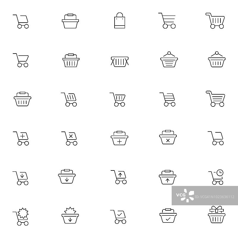 购物篮图标集图片素材