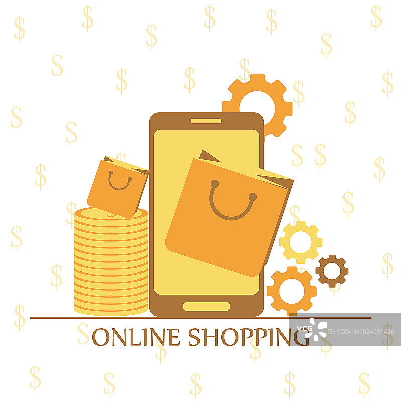 在线购物电子商务概念。智能手机上的商业订单项目在线商店图片素材