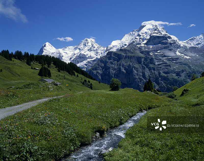 穆伦、艾格尔、蒙克、少女峰、伯尔尼，瑞士图片素材