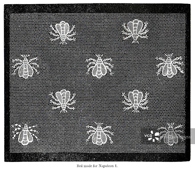 阿朗松针刺绣上的蜜蜂木刻图片素材