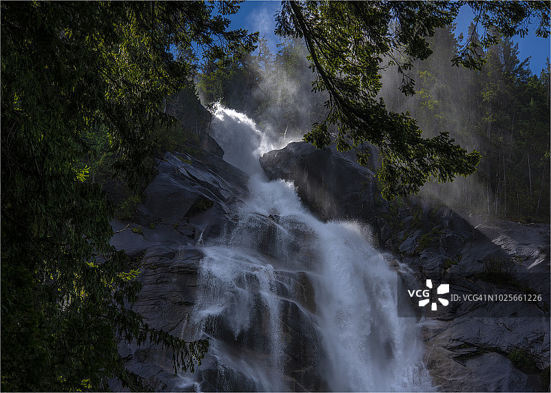 加拿大不列颠哥伦比亚省夏季壮丽的香农瀑布图片素材