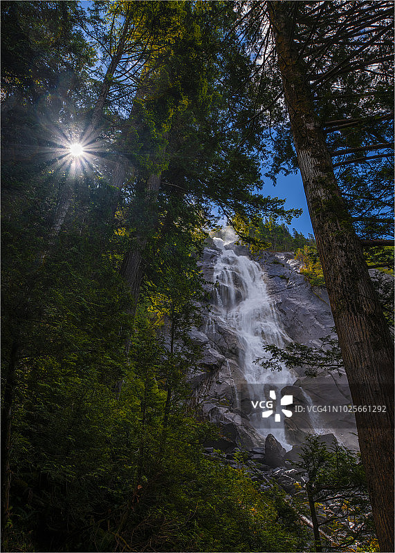 加拿大不列颠哥伦比亚省夏季壮丽的香农瀑布图片素材