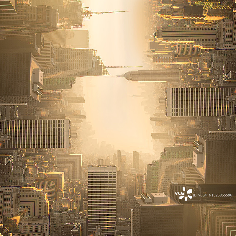 曼哈顿天际线弯曲的超现实图片图片素材