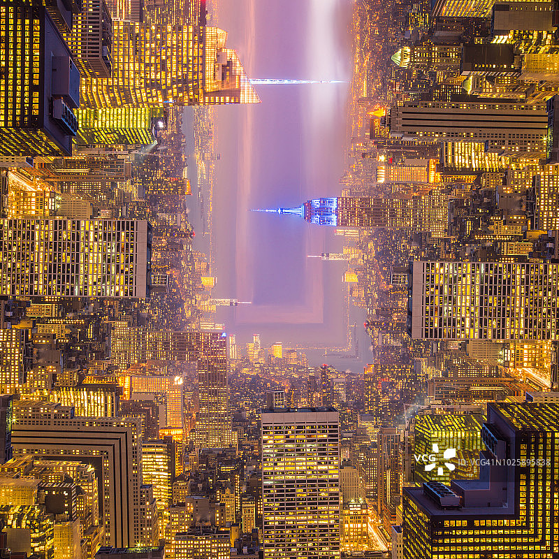 曼哈顿天际线弯曲的超现实图片图片素材