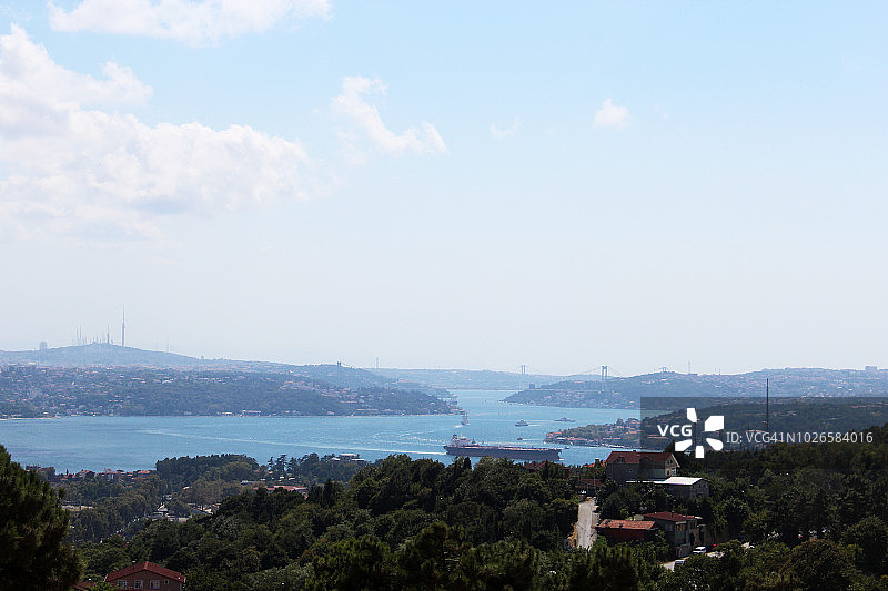 土耳其伊斯坦布尔博斯普鲁斯海峡贝伊科兹约书亚山景观图片素材