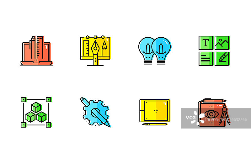 设计思维——彩色线条图标集图片素材