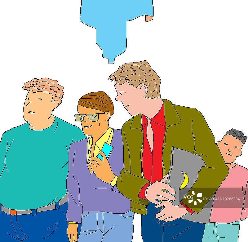 三个在街上交谈的人图片素材