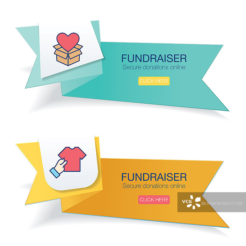 彩色banner上的慈善捐赠细线图标图片素材