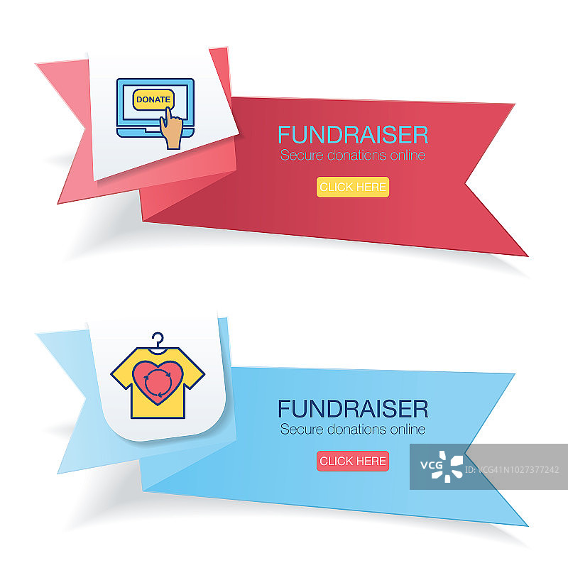 彩色banner上的慈善捐赠细线图标图片素材