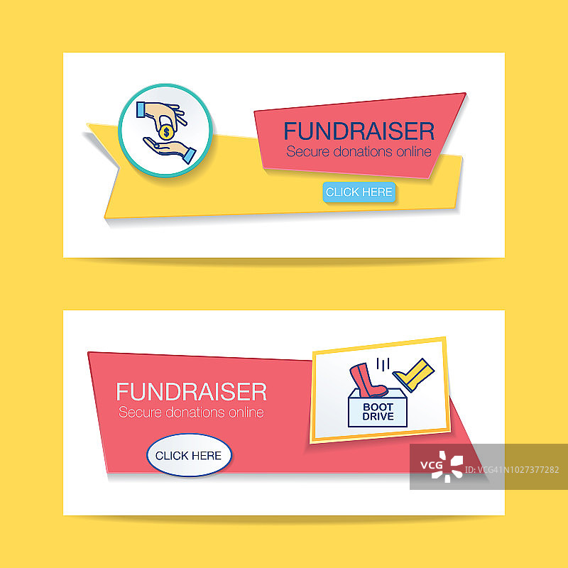 彩色banner上的慈善捐赠细线图标图片素材