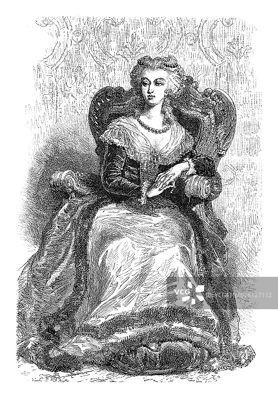 法国王后玛丽·安托瓦内特肖像插画图片素材