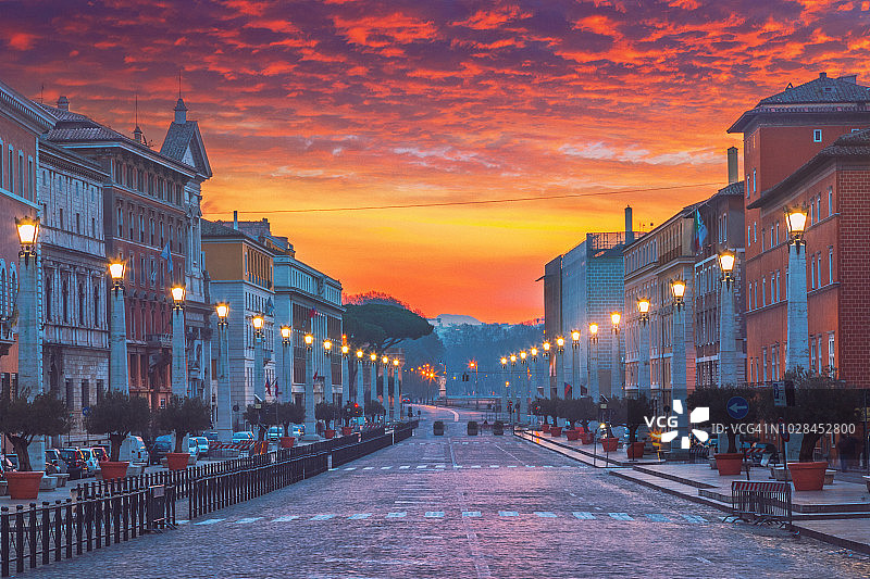 罗马和解之路黎明时分图片素材