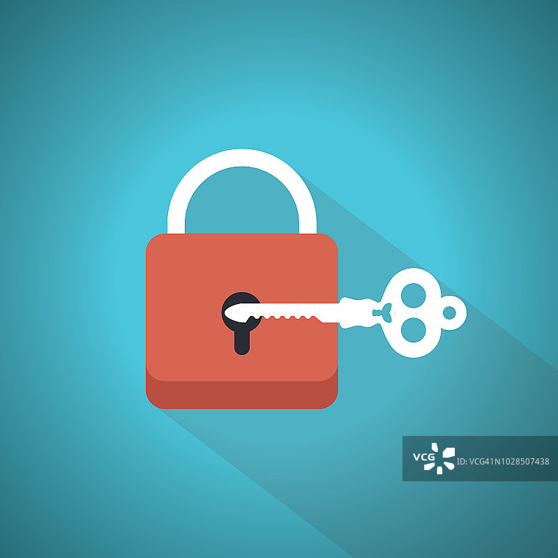 锁和钥匙图标扁平设计图片素材