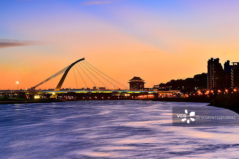 中国台湾台北市大直桥的日落美景图片素材