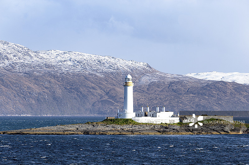 英国苏格兰洛恩湾内赫布里底群岛的利斯莫尔灯塔图片素材