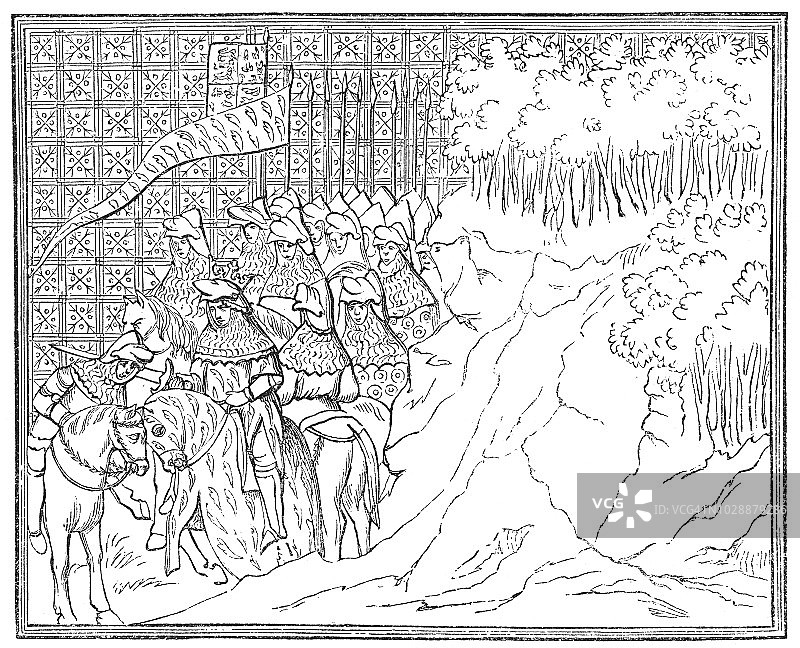 让·克勒通泥金装饰手抄本：理查国王的俘获与死亡图片素材