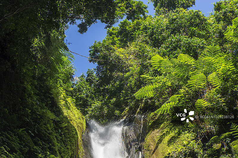 仰望内格罗斯东方卡索罗罗瀑布，菲律宾图片素材