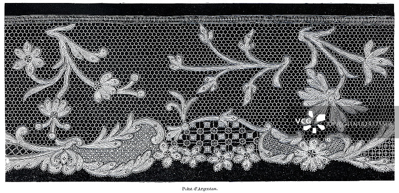 阿尔让唐针刺花边的木刻图片素材