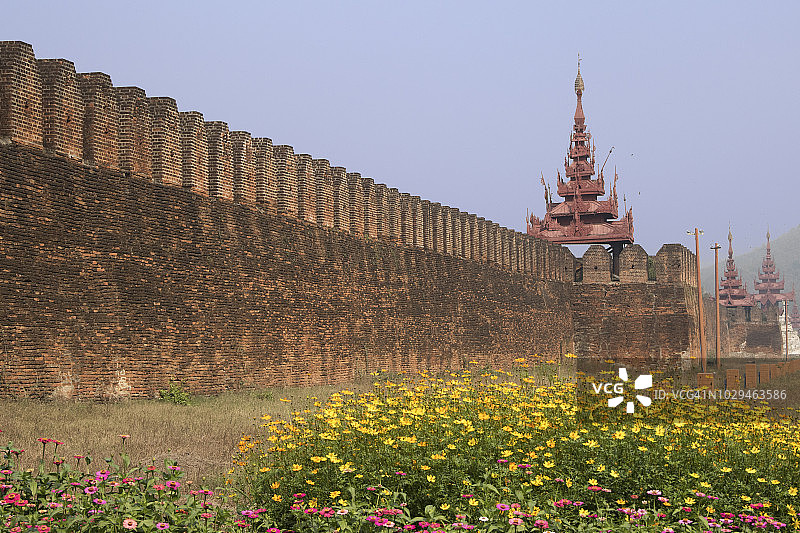 曼德勒皇宫的城墙图片素材