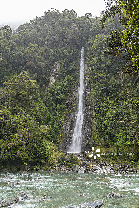 新西兰雷霆溪瀑布图片素材