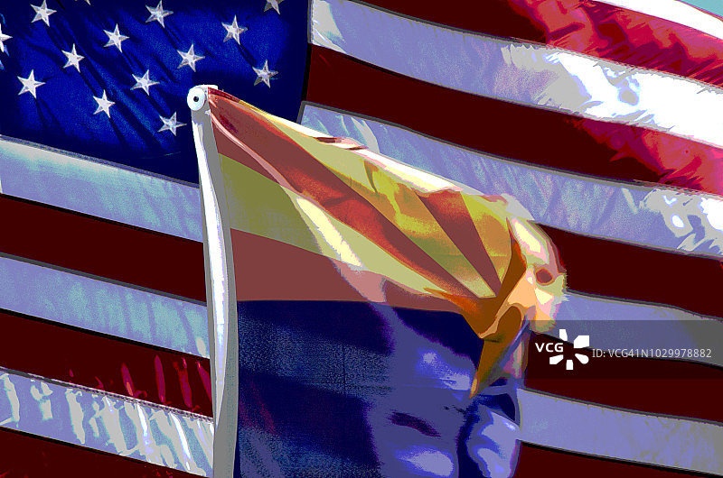 亚利桑那州与美国国旗图片素材